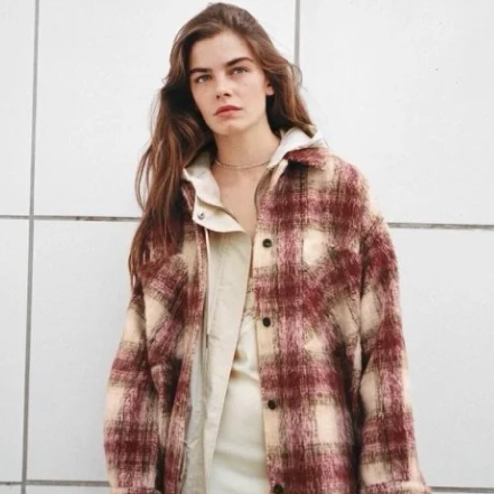 ZARA plaid shirt coat size M